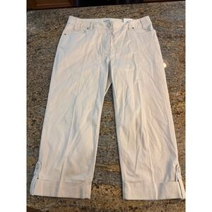 NWT Chicos Coastal Cotton Crop Pants Cuffed Chino Beige Womens Size 1